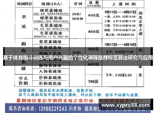 基于体育格斗训练与用户兴趣的个性化课程推荐标签算法研究与应用